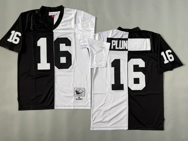 Men 2025 Nike Oakland Raiders #16 Plunkett black white Throwback Limited NFL Jersey style 001->oakland raiders->NFL Jersey